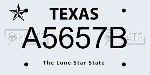 A5657B Texas License Plate