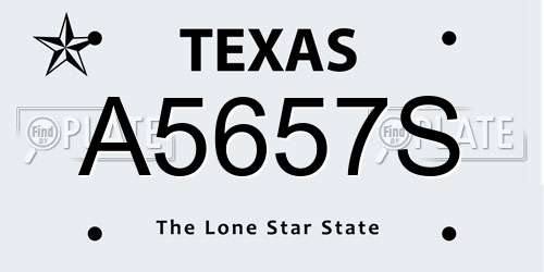 A5657S Texas License Plate