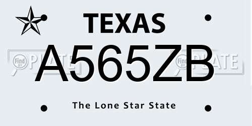 A565ZB Texas License Plate