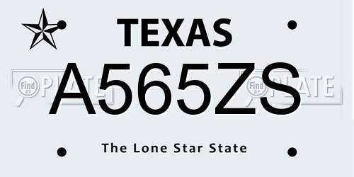 A565ZS Texas License Plate