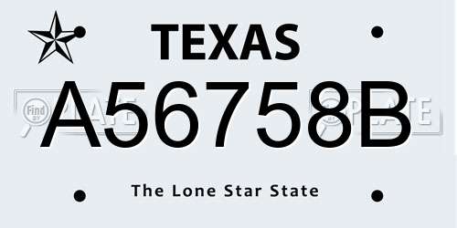 A56758B Texas License Plate