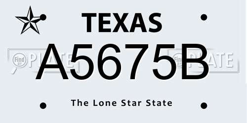 A5675B Texas License Plate