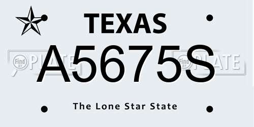 A5675S Texas License Plate