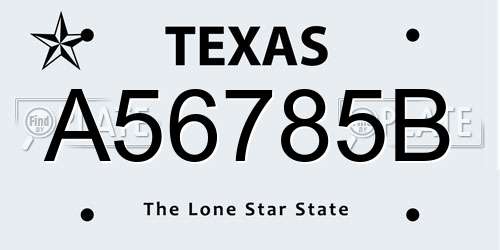 A56785B Texas License Plate