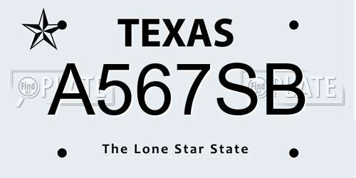A567SB Texas License Plate