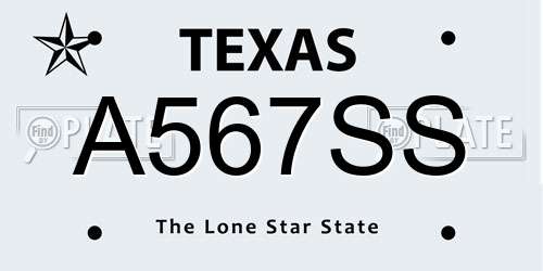 A567SS Texas License Plate