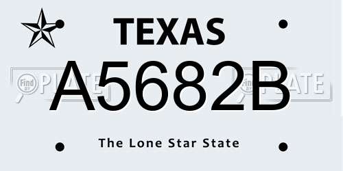 A5682B Texas License Plate