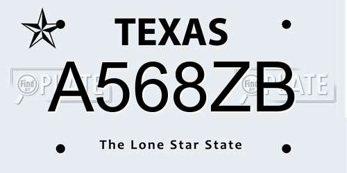 A568ZB Texas License Plate