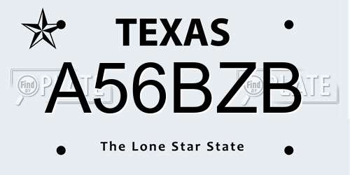 A56BZB Texas License Plate
