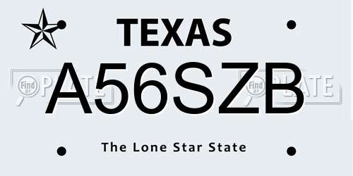A56SZB Texas License Plate