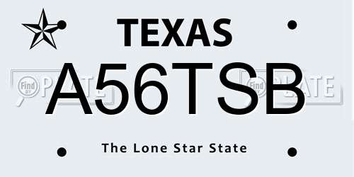 A56TSB Texas License Plate