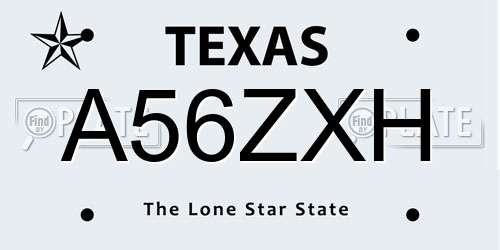 A56ZXH Texas License Plate