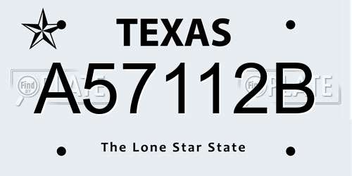 A57112B Texas License Plate