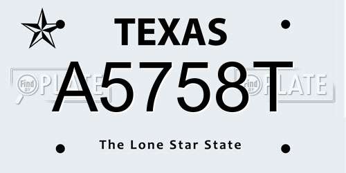 A5758T Texas License Plate