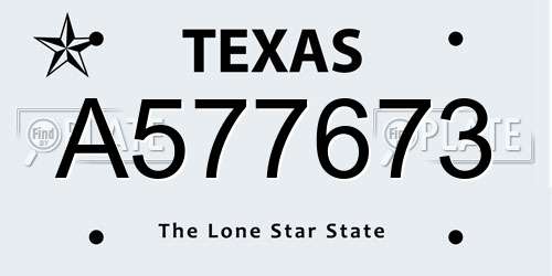 A577673 Texas License Plate