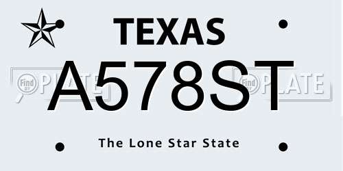 A578ST Texas License Plate