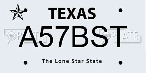 A57BST Texas License Plate