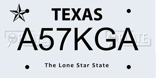 A57KGA Texas License Plate