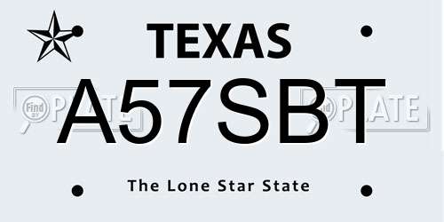 A57SBT Texas License Plate