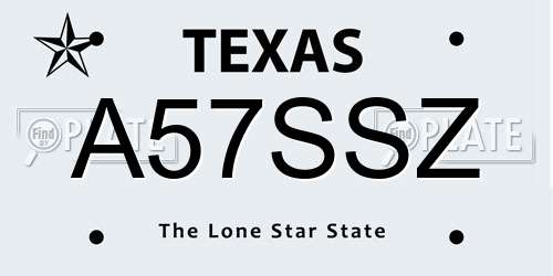 A57SSZ Texas License Plate