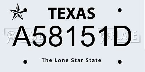 A58151D Texas License Plate