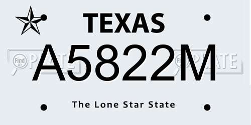 A5822M Texas License Plate