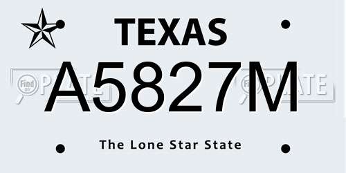 A5827M Texas License Plate