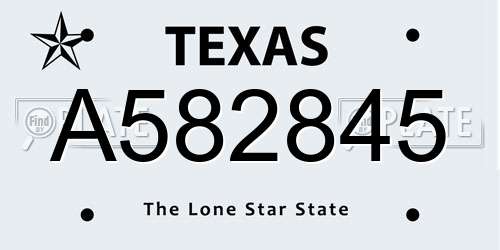 A582845 Texas License Plate