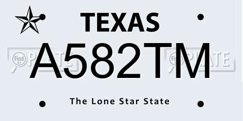 A582TM Texas License Plate