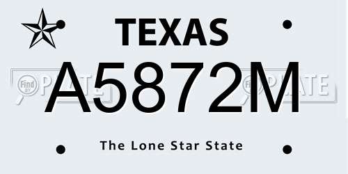 A5872M Texas License Plate