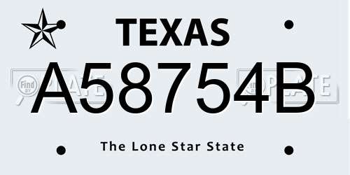 A58754B Texas License Plate