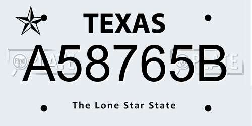 A58765B Texas License Plate