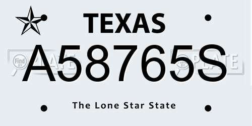 A58765S Texas License Plate