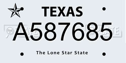 A587685 Texas License Plate