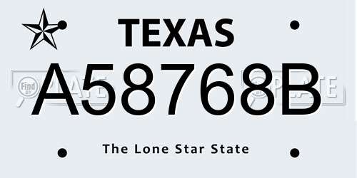 A58768B Texas License Plate
