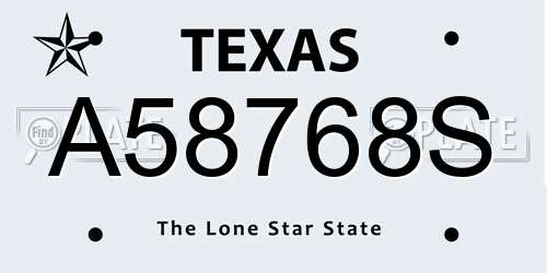 A58768S Texas License Plate