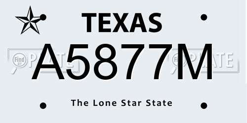 A5877M Texas License Plate
