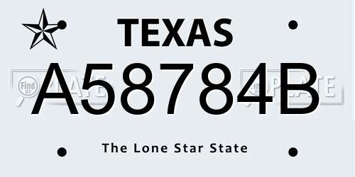 A58784B Texas License Plate