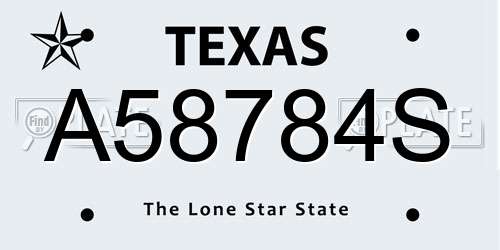 A58784S Texas License Plate