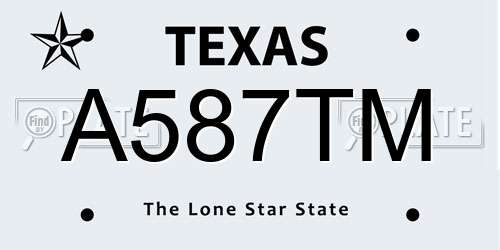 A587TM Texas License Plate