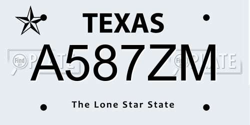 A587ZM Texas License Plate
