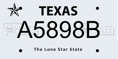 A5898B Texas License Plate