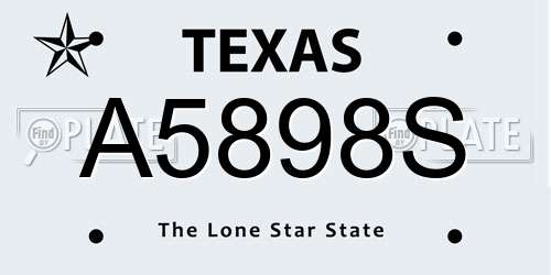 A5898S Texas License Plate
