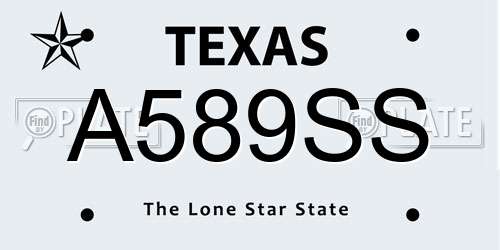 A589SS Texas License Plate