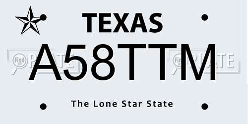 A58TTM Texas License Plate