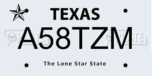 A58TZM Texas License Plate