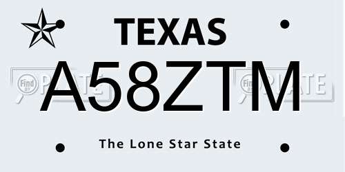 A58ZTM Texas License Plate