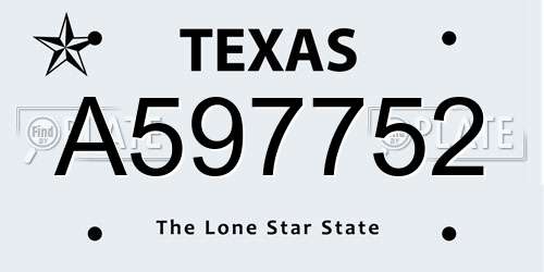 A597752 Texas License Plate