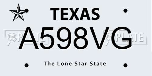 A598VG Texas License Plate