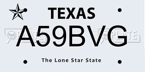 A59BVG Texas License Plate